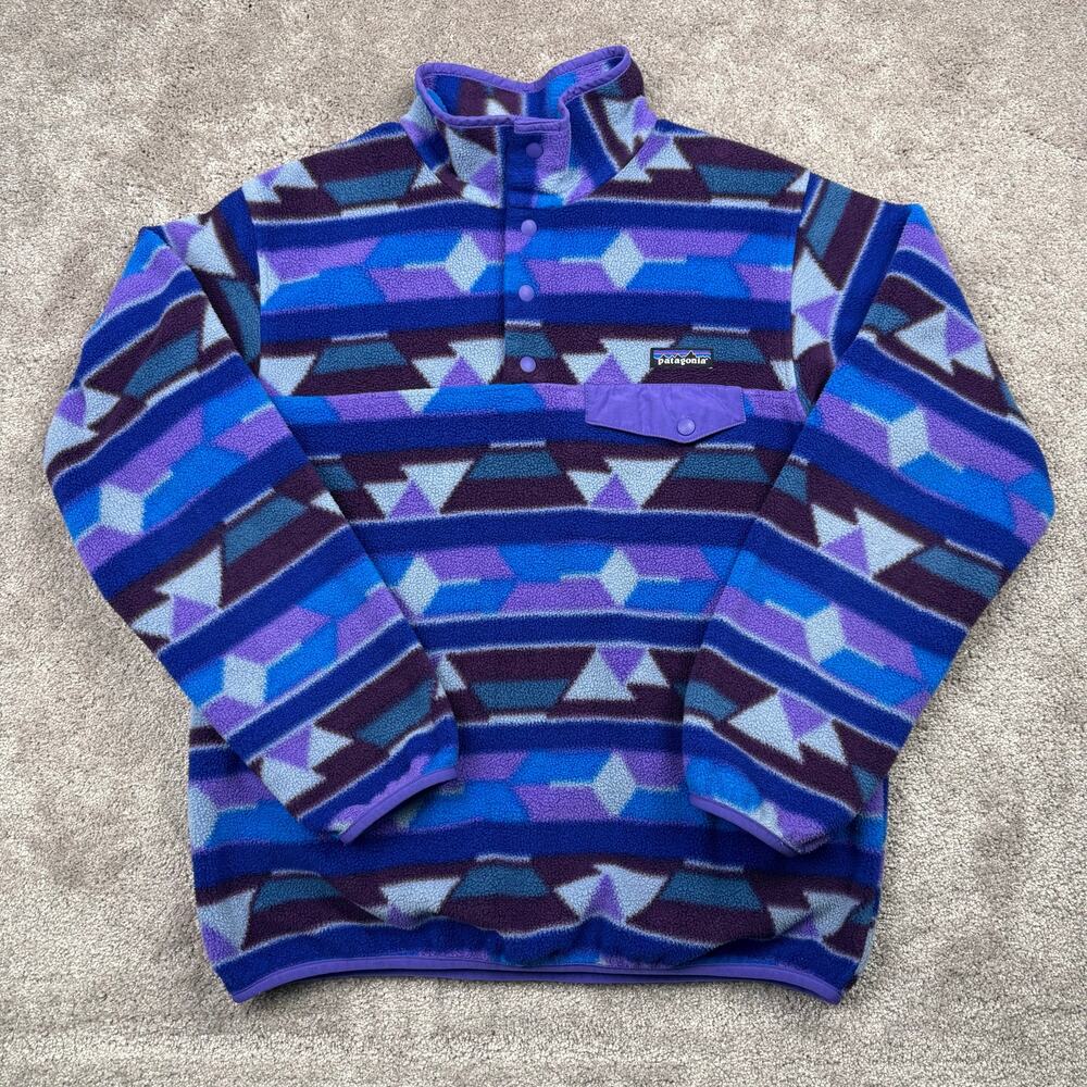 Patagonia Synchilla Snap-T Med Guatemalan Tango Violetti Fleece Pullover Aztec